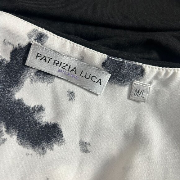 Patrizia Luca Milano Womens Black White V-neck Asymmetric Layered Tunic Top M/L - Picture 3 of 11